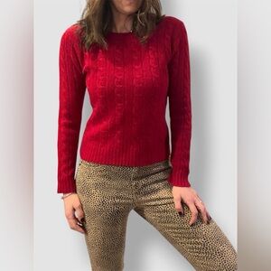 Taylor Marcs Red Cable knit Cashmere Sweater